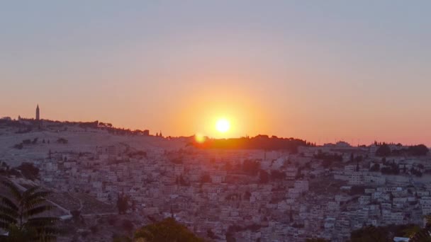 Ciudad Vieja Jerusalén Timelapse Panorama Barrio Musulmán Ribera Occidental Vista — Vídeo de stock