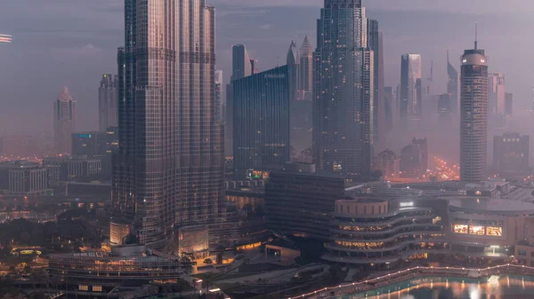 Αεροφωτογραφία Της Πόλης Του Ντουμπάι Νωρίς Πρωί Κατά Διάρκεια Της — Φωτογραφία Αρχείου