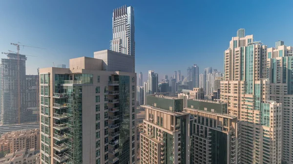 Panorama Del Centro Dubai Città Timelapse Aerea Skyline Urbano Con — Foto Stock