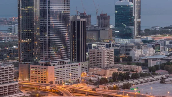 Budynki Biurowe Dubaju Internet City Media City Anteny Noc Dnia — Zdjęcie stockowe