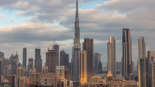 Panoramische Skyline Van Dubai Centrum District Met Business Bay Ochtend — Stockfoto