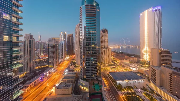 Красивый Вид Дубайскую Гавань Район Джефферсона Знаменитое Колесо Обозрения Освещенные — стоковое фото