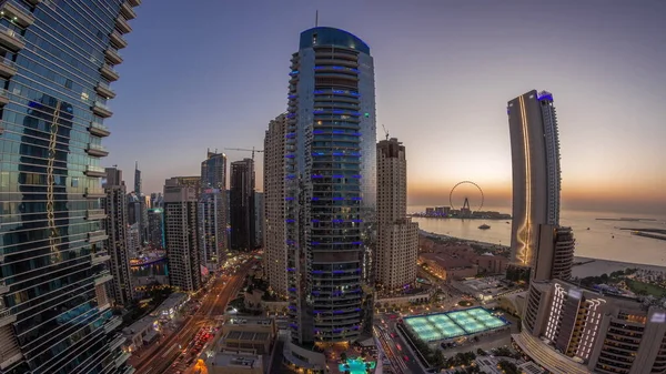 Panorama Área Marina Jbr Dubai Famosa Cronologia Transição Entre Dia — Fotografia de Stock