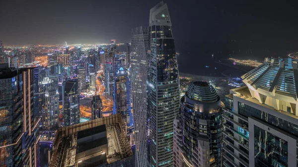 Panoráma Mutatja Jbr Kerület Dubai Marina Jlt Közlekedés Autópályán Felhőkarcolók — Stock Fotó
