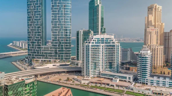Promenad Och Kanal Sett Utifrån Dubai Marina Timelapse Flygfoto Till — Stockfoto