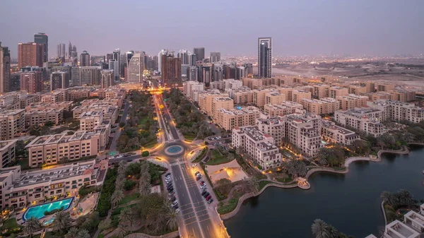 Skyscrapers Barsha Heights District Low Rise Buildings Greens District Aerial — Stock Photo, Image