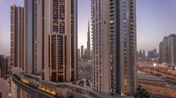Najwyższe Drapacze Chmur Centrum Dubaju Położone Bouleward Street Pobliżu Centrum — Zdjęcie stockowe