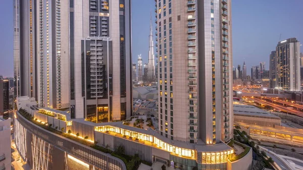 Die Höchsten Wolkenkratzer Der Innenstadt Dubais Der Bouleward Street Der — Stockfoto