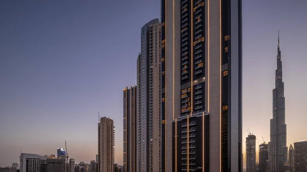 Nejvyšší Mrakodrapy Centru Dubaje Obchodní Záliv Nachází Bouleward Street Blízkosti — Stock fotografie