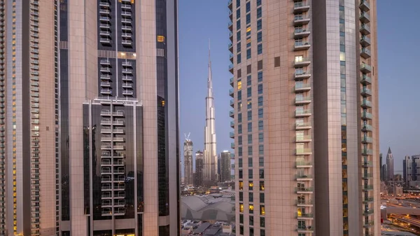 Najwyższe Drapacze Chmur Centrum Dubaju Położone Bouleward Street Pobliżu Centrum — Zdjęcie stockowe