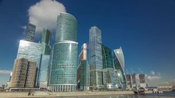 Moscow City Business Center Skyskrapor Kontorsbyggnader Och Lyxiga Lägenheter Timelapse — Stockvideo