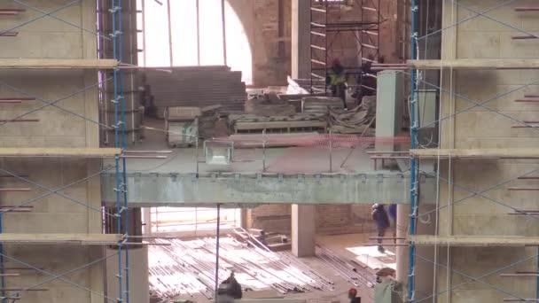 Construction Equipment Material Scaffolding Tools Floor Multi Level Building Timelapse — Stockvideo