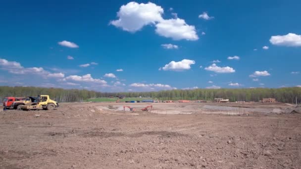 Panoramic Landscape Transform Urban Area Machinery Timelapse View Construction Site — Stockvideo