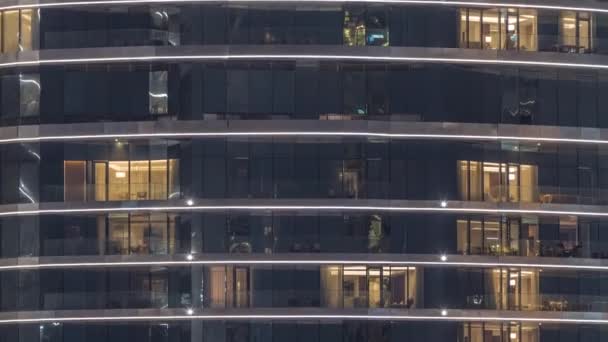View Windows Apartments High Class Building Night Timelapse Glowing Lights — Vídeo de Stock