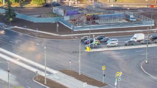 Aerial Panoramic View New Asphalt Road Construction Intersection City Street — Video Stock