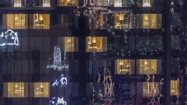 Windows Lights Modern Towers Residential Buildings Timelapse Night Multi Level — Stock Video