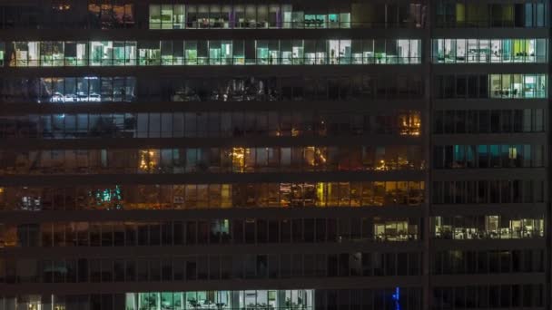 Jendela Jendela Gedung Kantor Malam Hari Transisi Tilapse Cahaya Dari — Stok Video