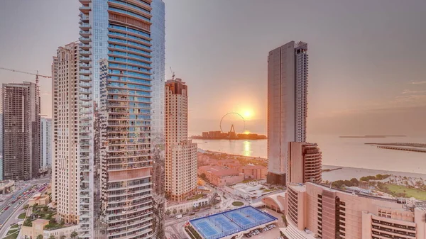 Панорамный Вид Залив Дубай Марина Район Джаз Знаменитое Колесо Обозрения — стоковое фото