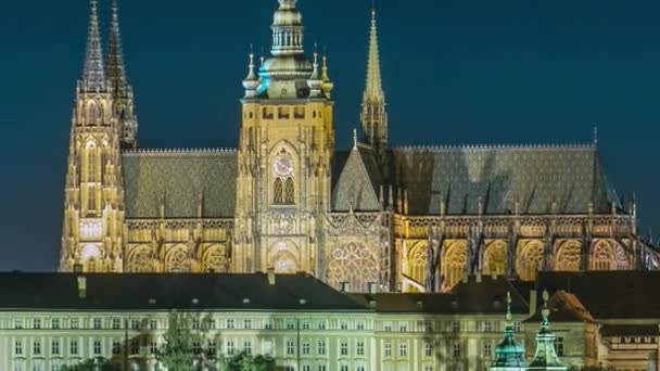 Vista Serale Del Castello Praga Sulla Moldava Timelapse Repubblica Ceca — Video Stock