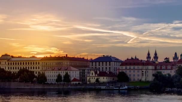 Vue Depuis Pont Charles Prague Pendant Lever Soleil Timelapse Bohême — Video