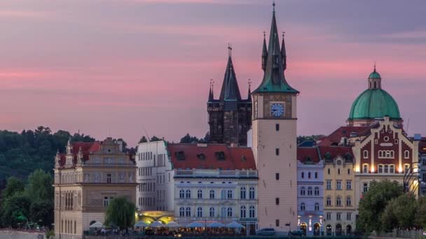 Vista Della Città Praga Repubblica Ceca Con Barche Colorate Giorno — Video Stock
