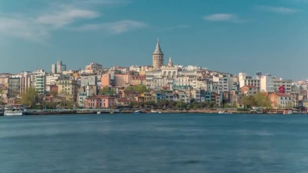Историческая Архитектура Района Бейоглу Средневековая Башня Галата Стамбуле Турция Многие — стоковое видео
