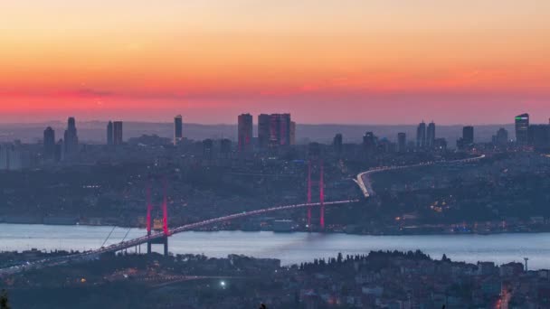 Istanbul City Skyline Cityscape Time Lapse Day Night Aerial View — Stok video