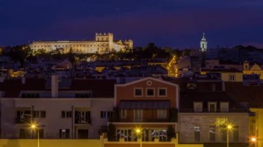 Ajuda National Palace gün geçiş timelapse Lizbon, Portekiz için sivil bucak Ajuda gecenin içinde bir neoklasik anıtıdır. Belem waterfront görüntülemek