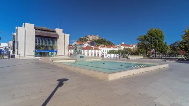 Fonte Luminosa Sculptural Composition Wide Central Square Timelapse Hyperlapse Medieval — Video Stock