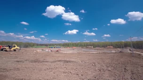 Panoramic Landscape Transform Urban Area Machinery Timelapse View Construction Site — Stok video