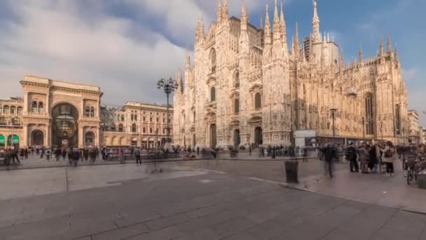 Panorama Montrant Cathédrale Milan Galerie Vittorio Emanuele Timelapse Duomo Milano — Video