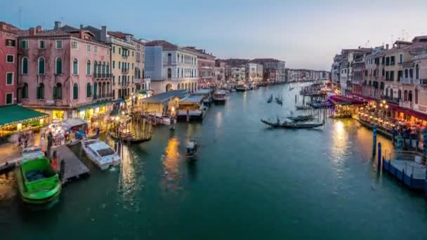Gran Canal Venecia Italia Día Noche Timelapse Transición Vista Aérea — Vídeos de Stock