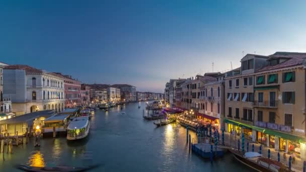 Grand Canal Venice Italy Day Night Transition Timelapse Panoramic View — Stok video