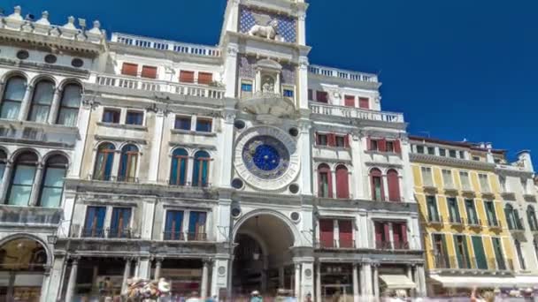 Marks Clock Tower Timelapse Hyperlapse Piazza San Marco Facade Venice — 비디오