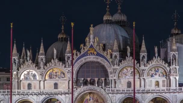 Basilica Mark Night Timelapse Cathedral Church Roman Catholic Archdiocese Venice — Vídeo de Stock