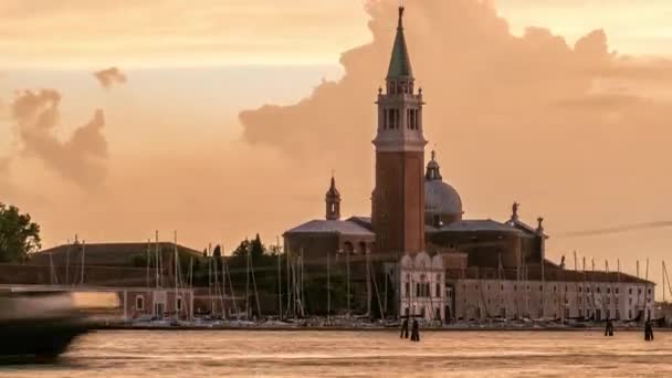 San Giorgio Maggiore Island Bell Tower Sunset Timelapse Venezia Venice — Stockvideo