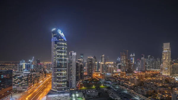 Panorama Che Mostra Business Bay Dubai Torri Del Centro Con — Foto Stock