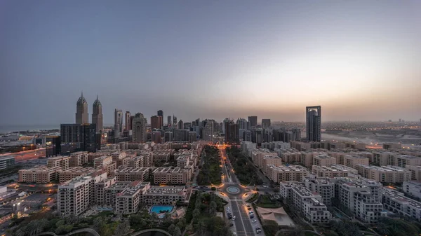 Panoráma Felhőkarcolók Barsha Heights Kerületben Alacsony Emelkedésű Épületek Greens Kerületben — Stock Fotó