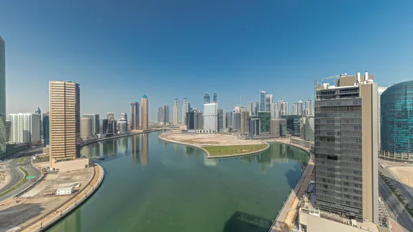 Panorama Che Mostra Grattacieli Paesaggio Urbano Dubai Business Bay Con — Foto Stock