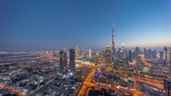 Vedere Aeriană Celor Mai Înalte Turnuri Din Dubai Downtown Orizont — Fotografie, imagine de stoc