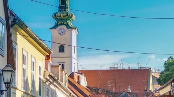 Street Ivana Racica Timelapse Croatian Capital Zagreb Sunny Day Summer — Vídeos de Stock