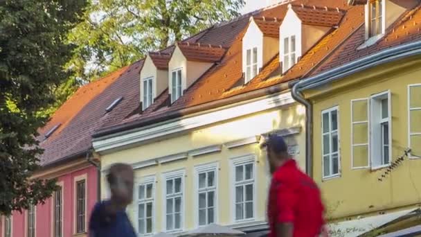 Street Ivana Racica Colorful Houses Timelapse Croatian Capital Zagreb Day — Wideo stockowe