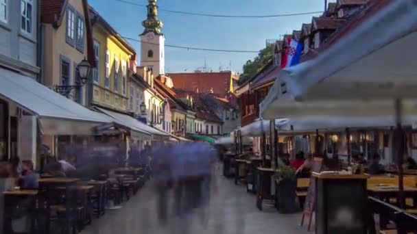 Street Ivana Racica Timelapse Hyperlapse Croatian Capital Zagreb Sunny Day — Wideo stockowe