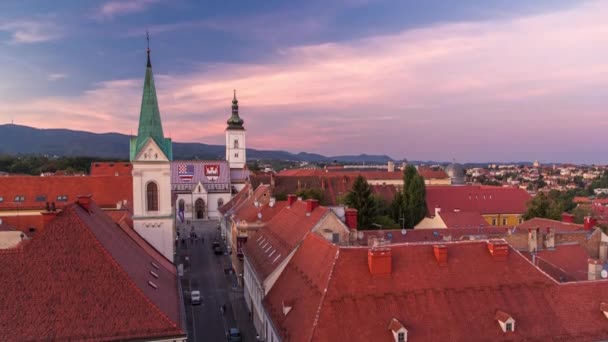 Church Mark Day Night Transition Timelapse Parliament Building Zagreb Croatia — Stock Video
