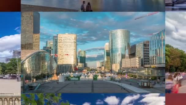 Multi Screen Collage Paris Timelapse Hyperlapse France Collection Footage Most — 图库视频影像