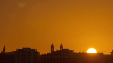 Sunrise over the most emblematic area of Douro river timelapse. Orange sky at the morning. World famous Porto wine production area.