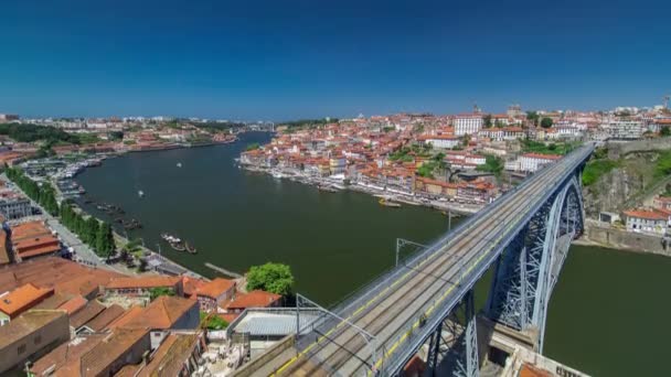 Aerial Panoramic View Red Roofs Historic City Porto Portugal Dom — Stock video