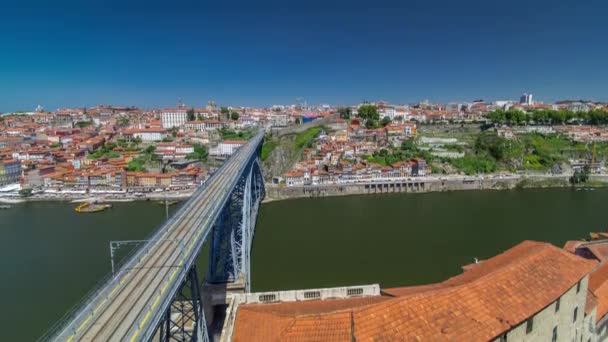 Aerial View Red Roofs Historic City Porto Portugal Dom Luiz — Stock Video