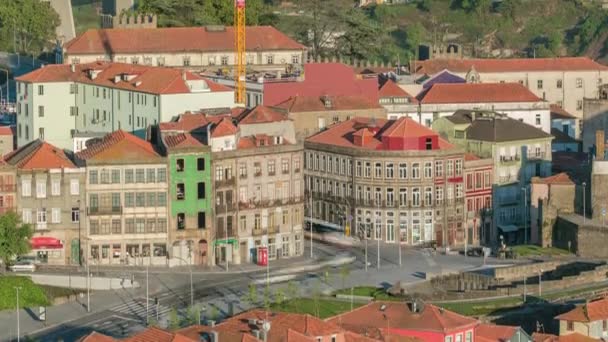 Street Avenida Dom Afonso Henriques Aerial View Clerigos Tower Viewpoint — Stock Video
