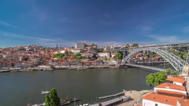 Viejas Casas Coloridas Parte Antigua Oporto Frente Mar Vista Aérea — Vídeo de stock